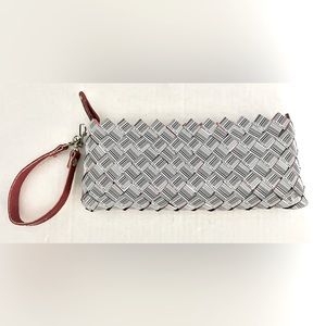 Nahui Ollio Bar Code Candy Gum Wrapper Clutch Wristlet Black/White Red Interior